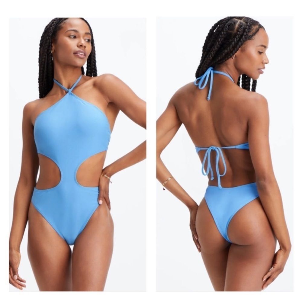 Fabletics Cutout One-Piece Swimsuit Women’s Blue‎ Island Resort NEW